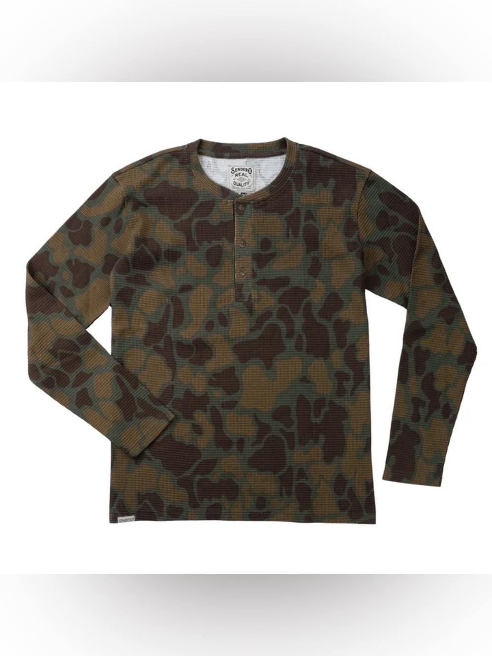 Sendero The Maverick Waffle Long Sleeve Henley Forest Camo Size XL